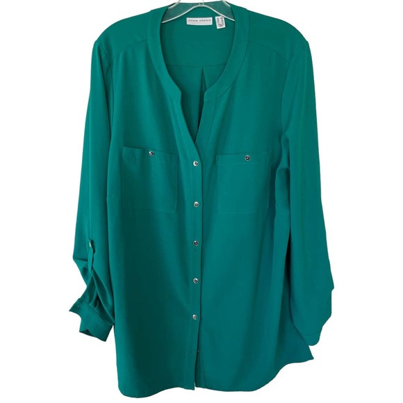 Susan Graver Tops - Susan Graver emerald green Buttondown shirt size 18W